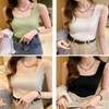 Women's Basic Sleeveless Square Neck Tank Top Green 3ea