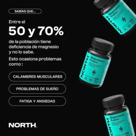 NORTH Magnesio Fusion 4 en 1 | Glicinato de Magnesio (Bisglicinato Metamag®), Citrato, Taurato y L-Treonato | Alta Absorción, Sueño Reparador, Relajac