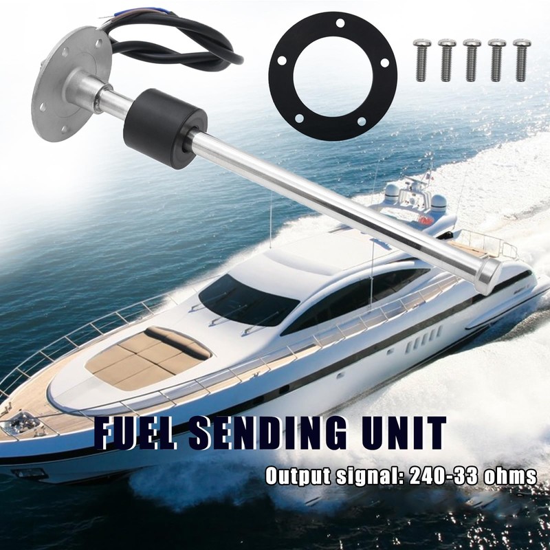 Geloo 240-33 ohms Marine Fuel Sending Unit, Stainless Steel, Black,