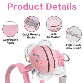 Cat Harness and Leash Set for Walking Escape Proof Adjustable Step Vest Harnesses for Small Cats and Dogs Weather Lightweight Easy Control Soft Jacket for Kitten Outdoor Walking（Pink, S）