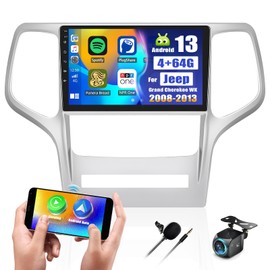 [4+64G] 8-Core Android 13 Car Stereo for Jeep Grand Cherokee WK 2008-2013 with Wireless Carplay&Android Auto,9 Inch Car Radio with Mirror Link Bluetooth FM/RDS WiFi GPS SWC+AHD Backup Camera