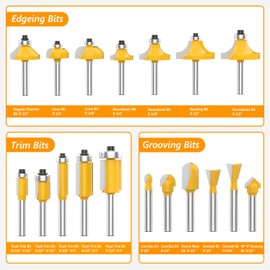 Newdeli Router Bit Set 35 Pieces 1/4 Inch Shank Tungsten Carbide Tipped Router Bits for Professional Woodworkers and Beginners with Aluminum Alloy Storage Box