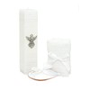 Generic Kit de Bautizo Blanco con ángel, vela cuadrada para