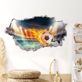 YunBey Football Wall Stickers 3D Football Wallpaper for Boys Bedroom Large Boys Wall Stickers Football Wall Decals for Kids Living Room Playroom Classroom (68×39CM)