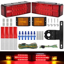 LED Submersible Trailer Tail Light Kit, 12V Boat Trailer Light Kit with Stop,Tail,Turn and License Lights for Boat Camper Waterproof with Trailer Wiring Harness
