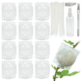 Pack of 12 Asexual Reproduction High Pressure Spreading Balls (Transparent) with 50 Pieces Secure Locks Reusable, for Garden Grafting Root Formation