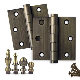 Embassy Door Hinge Solid Brass - 3 x 3 Inch, Heavy Duty, Antique Brass, Rust Resistant Pin, Architectural Designer Grade, Home Improvement, 2 Pack
