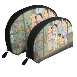 Sazae-san Pouch with Coin Purse, Storage Pouch, Wallet, Portable, Functional, Large Capacity, Waterproof, Shell Pouch, Parent-child Pouch, Travel Goods, Toiletry Travel Pouch, Lightweight, Small