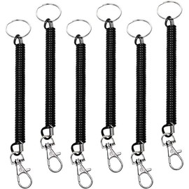 WsjiaboFux Black Elastic Ropes Retractable Coil Springs Keychain, Anti-lost Key Chain Holder Clasp for Keys Wallet Cellphone and Other Badge Holders Jewelry Findings