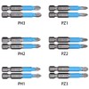SeonFook 12pcs Blue Leather Cross Driver Bits Alloy Steel PZ1,