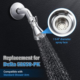 Enhon 2 Setting Pivoting Single Spray Shower Head with Shut Off Valve, Replacement for 52650-PK Compatible with Delta Shower, 2.5 GPM Brass Water Saving Shower Head 1 5/8" Diameter Spray Face(2 Pack)