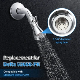 Enhon 2 Setting Pivoting Single Spray Shower Head with Shut Off Valve, Replacement for 52650-PK Compatible with Delta Shower, 2.5 GPM Brass Water Saving Shower Head 1 5/8" Diameter Spray Face(2 Pack)