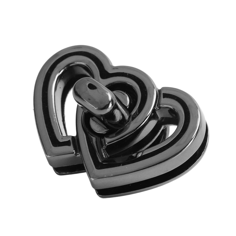 Purse Twist Lock Alloy Double Love Heart Decorative Shinny Handbag
