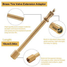 DOUSELLA Pack of 5 Car Tyre Valve Extensions Brass Car Valve Extension Flexible 18 cm Rubber Tyre Valve Copper Valve Adapter Tyre Extension Adapter for Car Motorcycle Bicycle
