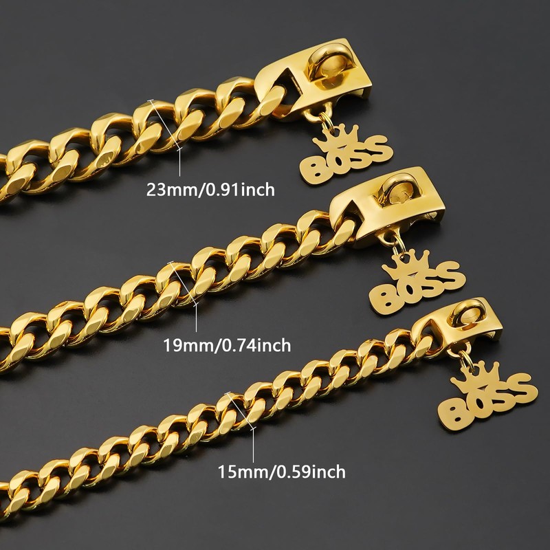Gold Dog Collar Chain with Pendant Tag,Stainless Steel Walking Metal
