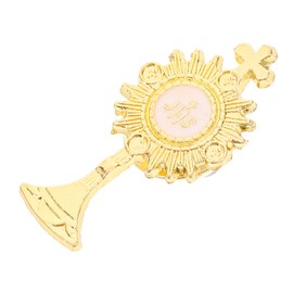 LIFKOME Brooch Chalice Tie Pin Chalice Lapel Pin Necktie Pins Chalice Cross Lapel Pin Religious Lapel Pin First Communion Religious Pin First Communion Lapel Pin Zinc Alloy Golden