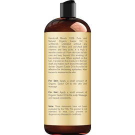 Handcraft Blends Organic Castor Oil - 355 ml - 100% Pure and Natural - Premium Grade Carrier Oil for Hair, Eyelashes and Eyebrows - Hair and Body - Hair Relaxer for Tight Curls