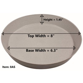 Austin Planter 8 Inch (6.3 Inch Base) Case of 10 Plant Saucers - Terra Cotta Polypropylene – Heavy Duty Indoor/Outdoor Tray and Drip Pan – Collects Flower Pot Drainage and Excess Water– Made in USA