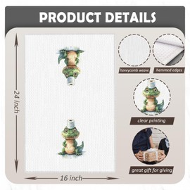 Fyecoluo - Toallas de mano divertidas de cocodrilo para baño, decoración de baño oceánico, toallas de mano decorativas de cocodrilo, para baño, baño, baño, baño, inodoro, 16 x 24 pulgadas, juego de 3