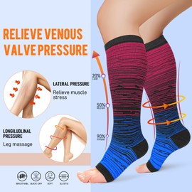 Calcetines de compresión de cobre para mujeres y hombres, punta abierta, 15-20 mmHg es el mejor apoyo para la recuperación de la circulación y el uso durante todo el día