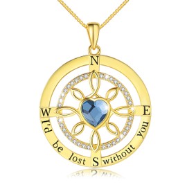 URMWMOO Compass necklace 925 Sterling Silver I'd be Lost Without you Pendant Necklace Birthday Anniversary Christmas Gifts for Her Women Mom Daughter Wife