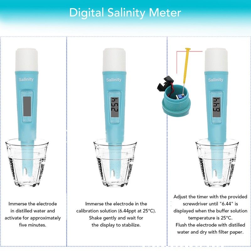 Digital Salinity Meter Portable Handheld High Precise Water Salinity Tester