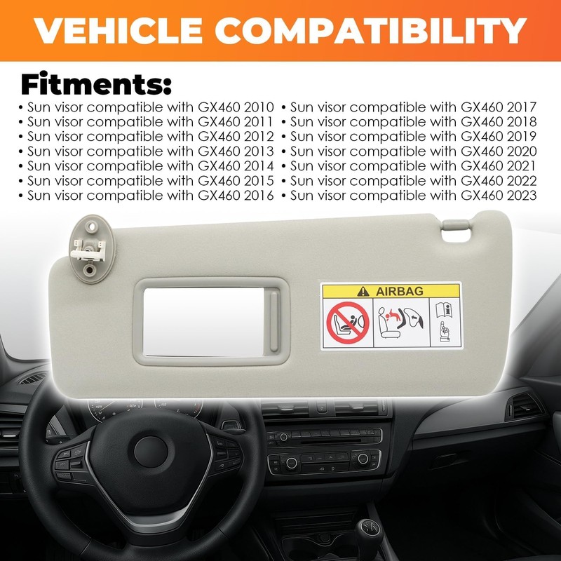 Aspaton Gray Sun Visor Left Driver Side Compatible with GX460