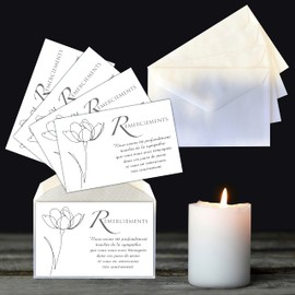 C5251 Condolences Thank You Condolences Set of 5 Identical Cards + 5 White Envelopes 9 x 14 cm Text Sympathy Witnessed Death Funeral Mourning Flower Tulip Grey Pouch Made in France