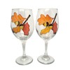Oak Leaves Acorns Hand Painted Wine Glasses Set of 2