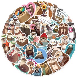 50 Pcs Adorable Otter Stickers, Aesthetic Water Bottle Decals for Kids Waterproof, Vinyl Laptop Kids Stickers Pack, Kids Classroom Prizes for Elementary Students (Otter)