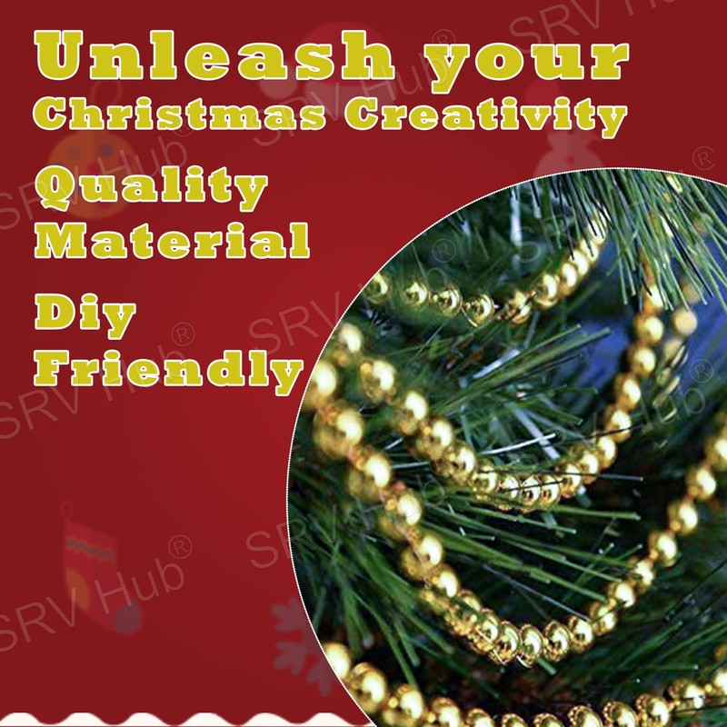 Christmas Bead Chain 10M, Luxury Plastic Garland, Xmas Tree Hanging