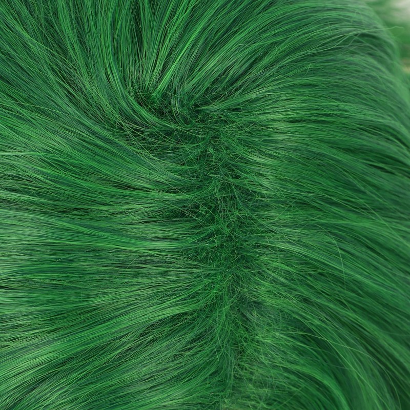 VGbeaty Adult Green Wavy Wig with Purple Scarf Women Side-swept