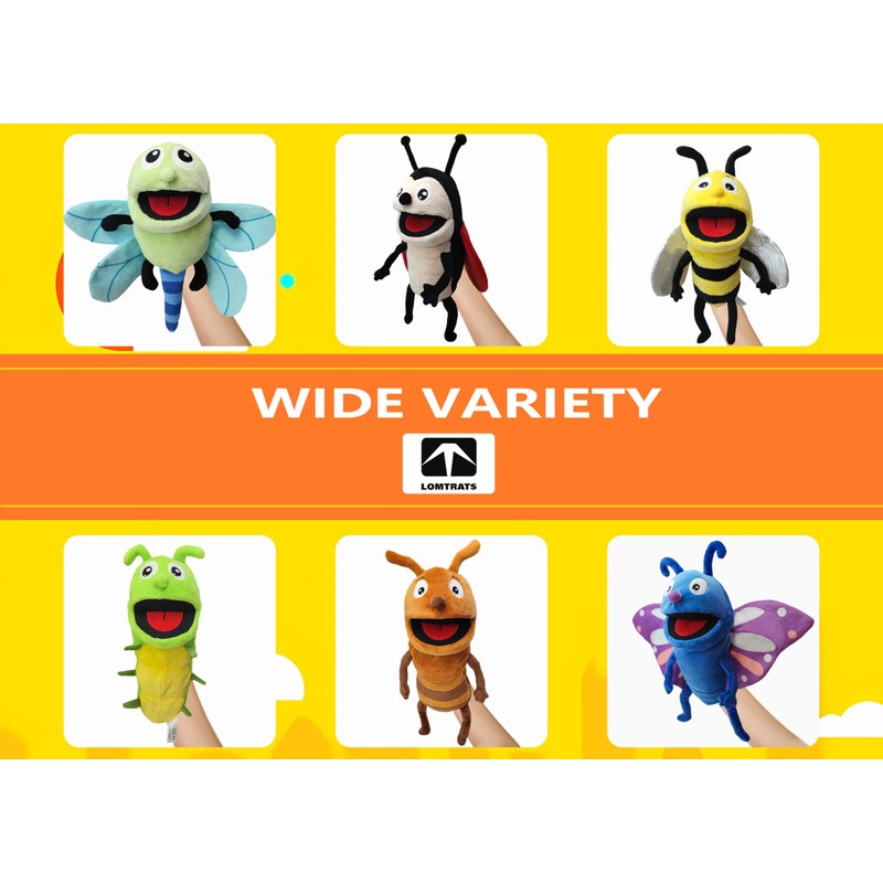 LOMTRATS Insects Hand Puppets for Kids,Toddler Includes Bees, Butterflies, Dragonflies,