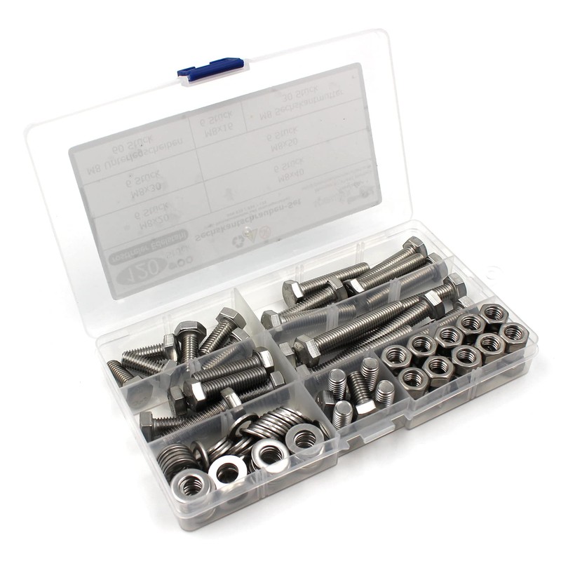 120-Piece Set of Hexagon Screws DIN 933 + Hex Nut