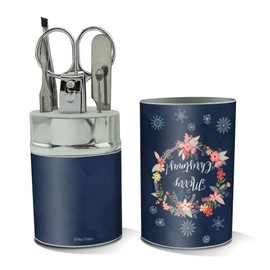 Merry Christmas Snowflakes Wreath Stainless Steel Manicure Pedicure Grooming Beauty Care Travel Kit