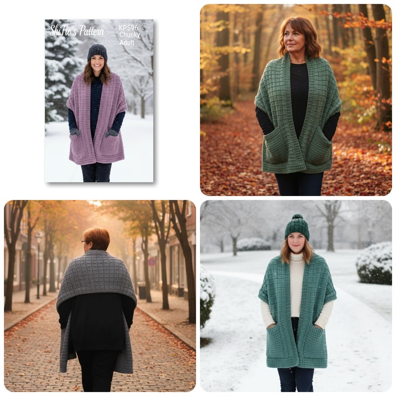 Knitting Pattern for Pocket Scarf, Chunky Yarn, Shoulder Warmer Scarf,
