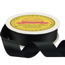 LEEQE Black Double Face Satin Ribbon 1" X 25 Yards Spool Bright Colors Very Suitable for Weddings Gift Package Wrapping Dancer Wand Sewing Party Hair Bow Invitation Decorations and More