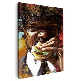 Artmazing Pulp Fiction Picture Colourful Picture Jules S-Art Pictures Pulp Fiction Pictures Modern Cool Wall Pictures Living Room Wall Picture Pulp Fiction Decoration XXL Picture Canvas XXL Burger