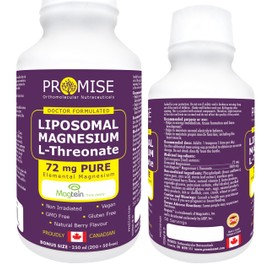🇨🇦 250ml (8.5oz) L-Threonate Liposomal Magnesium Liquid Supplement with Magtein - 72 mg of Elemental Magnesium per Serving - Berry Flavor, Made in Canada