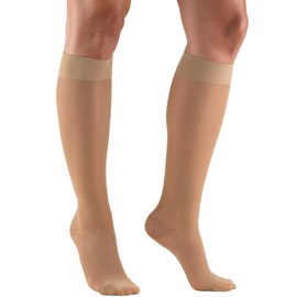 Truform Medias de compresión transparentes, 15-20 mmHg, longitud hasta la rodilla para mujer, 20 denier, Beige claro, 2X-Large (1 Pair)