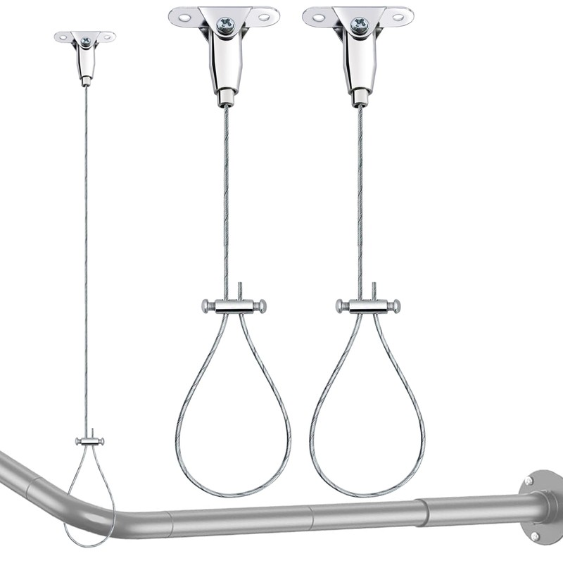 Shower Rod Ceiling Support Bracket 2-Pack – Anti-Sagging 304 Stainless
