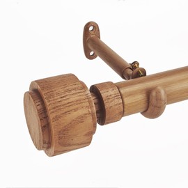ILAISIHOME 1-1/8 Inch Diameter Faux Wood Curtain Rod with Wood Grain Finials, 72-144 inch Telescoping Single Curtain Rods for window width 68-140 inch, 1 pack