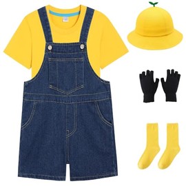 HTPARY Halloween Cosplay, Children's Classic, Yellow, Cartoon Character Costume, Children's Clothing, 6-Piece Set, Unisex, Stage, Performance, Everyday School Festival, Christmas Costume (Yellow, 51.2