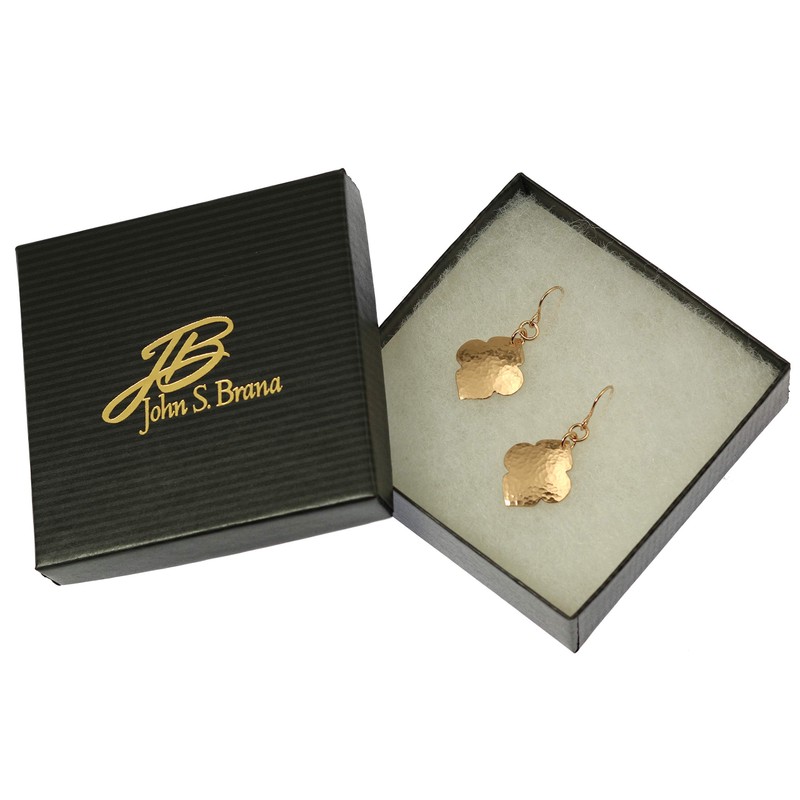 Hammered Bronze Quatrefoil Drop Earrings