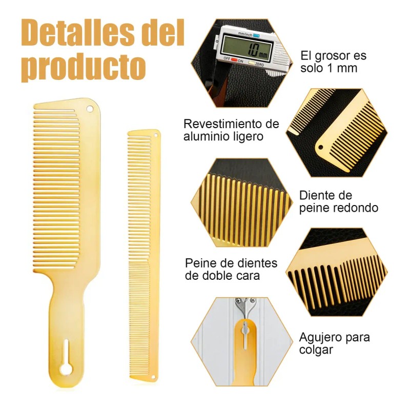 4 Piezas Peine De Acero Inoxidable Para Barbería