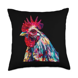 Serama Chicken Pop Art Throw Pillow