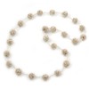 Avalaya Long Glass Bead Ball Necklace in White/Beige Colours/ 110cm