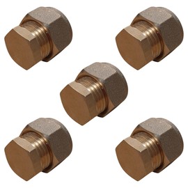 8mm Brass Compression Stop End – Pack of 5 | No Soldering Required | Blank Cap for 8mm Copper Pipe