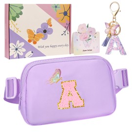 ONETOALL Crossbody Bags for Teenagers, Initial Bumbags for Kids, Gifts for 7 8 9 10 Year Old Girls, Waist Bag & Fanny Pack with Key's Chain