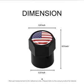 Sandfren 4PCS Ameican Flag Car Tire Valve Stem Cap, Hexagon Shape Vehicle Stem Covers with O Rubber Seal, Aluminum Alloy Patriotic Auto Air Dust Protection Accessories, Universal Fit(Black)